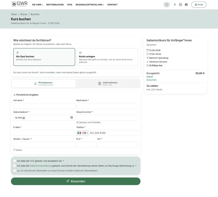 Online buchen, italienkonform, GWR Vinschgau